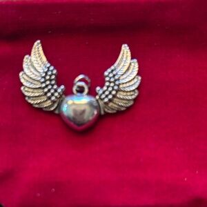 Silver Heart with Wings Brooch